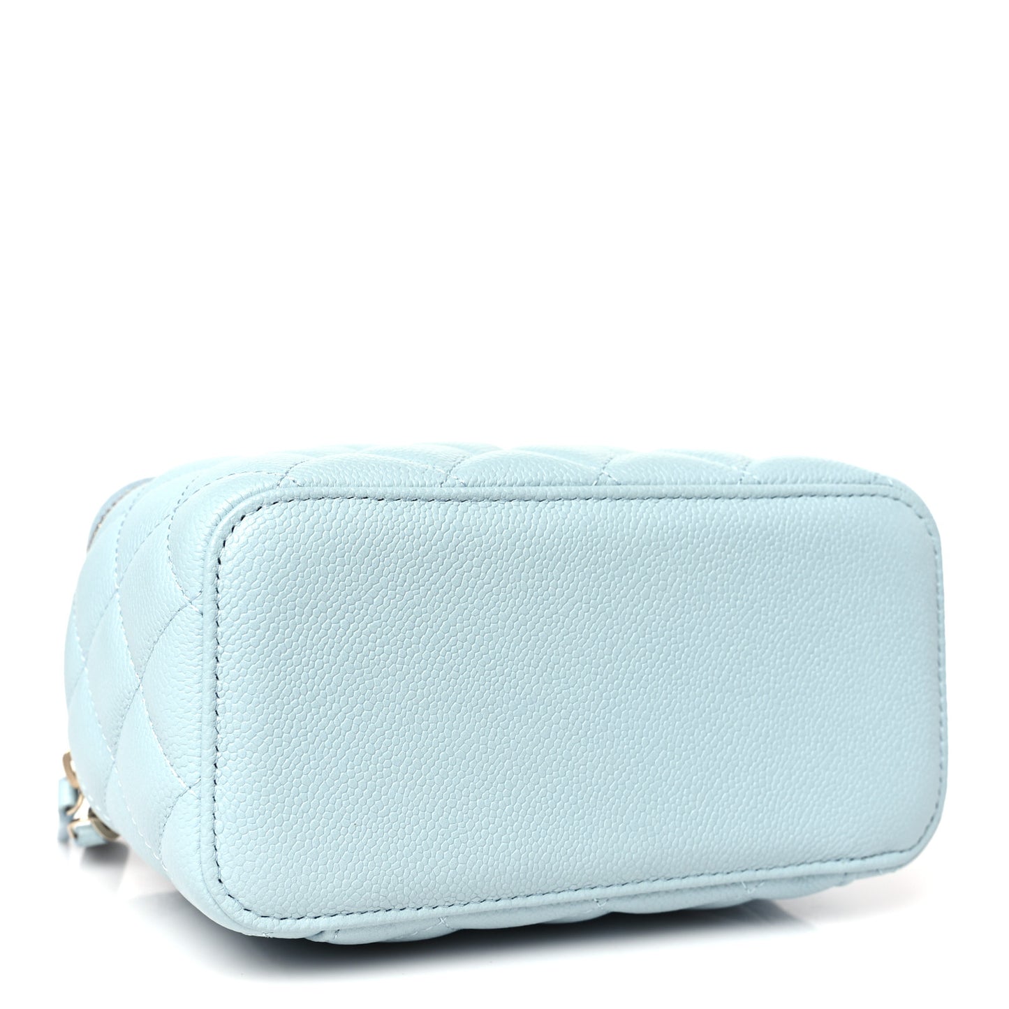 Caviar Quilted Small Tiny CC Vanity Case With Chain Light Blue