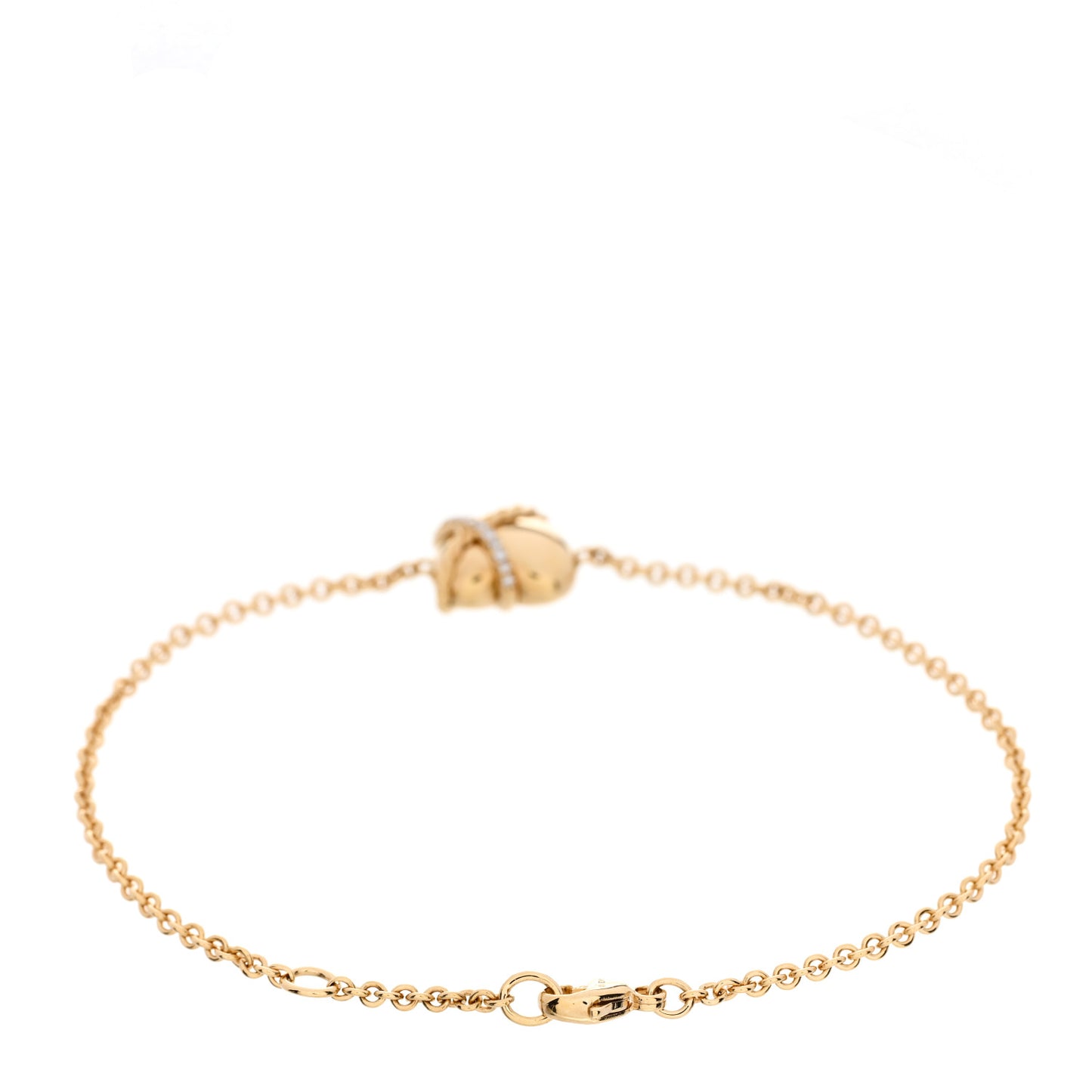 18K Yellow Gold Diamond Le Petite Coeur Sculpted Heart Chain Bracelet