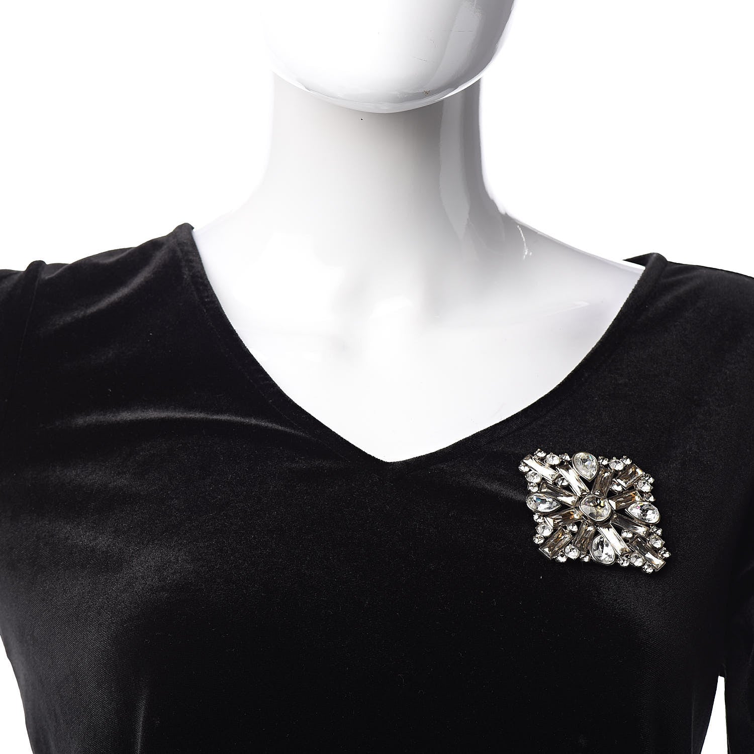 Chanel Swarovski Crystal Baguette Large CC Brooch Silver 2 of 5