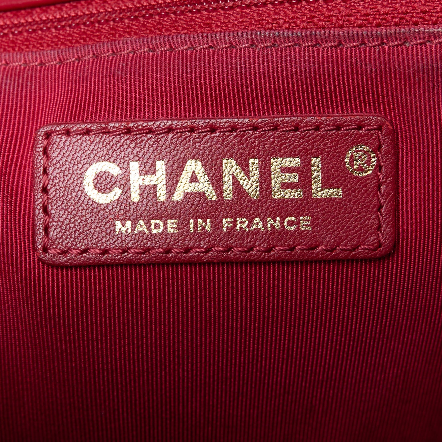 Calfskin Chevron Quilted Top Handle Flap Red