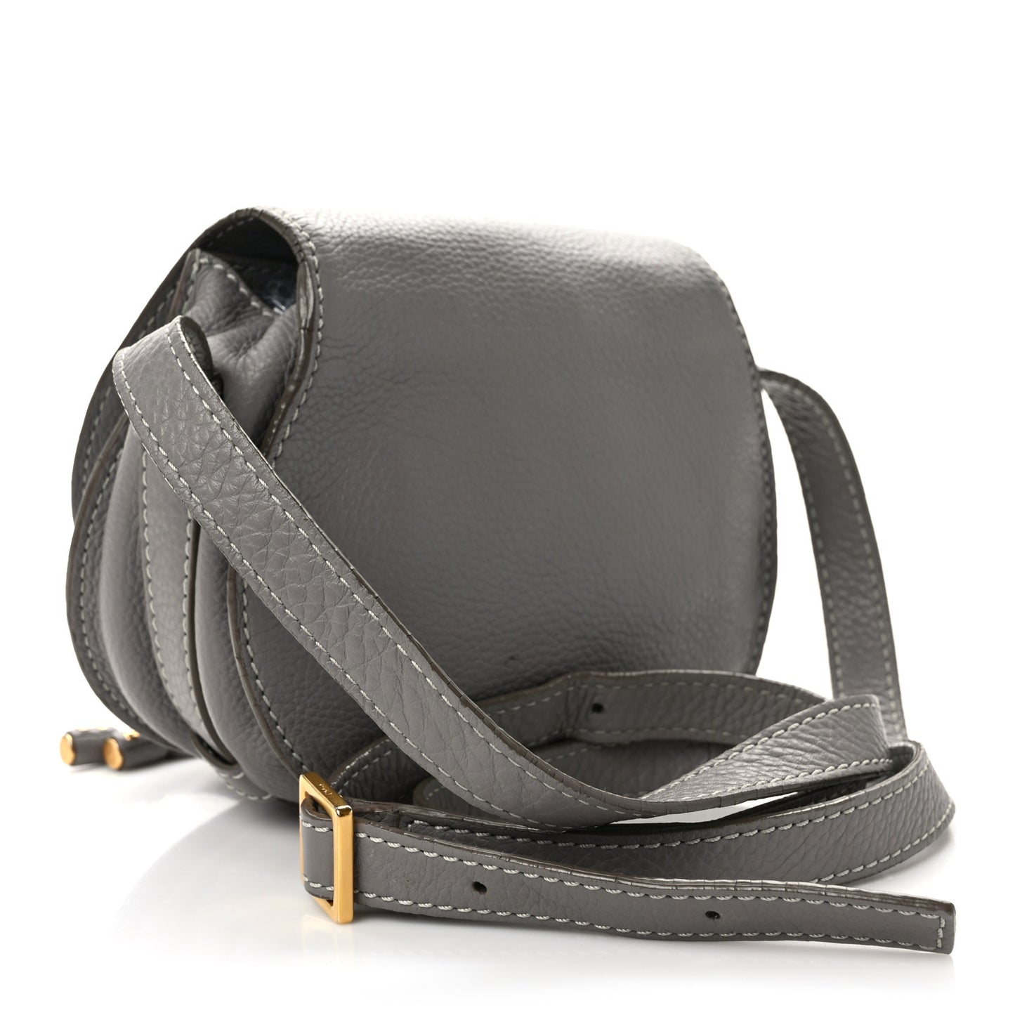 Calfskin Mini Marcie Round Crossbody Bag Cashmere Grey