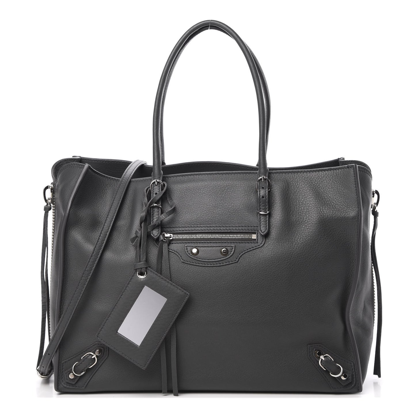 Veau Papier B4 Zip Around Tote Gris Fossile