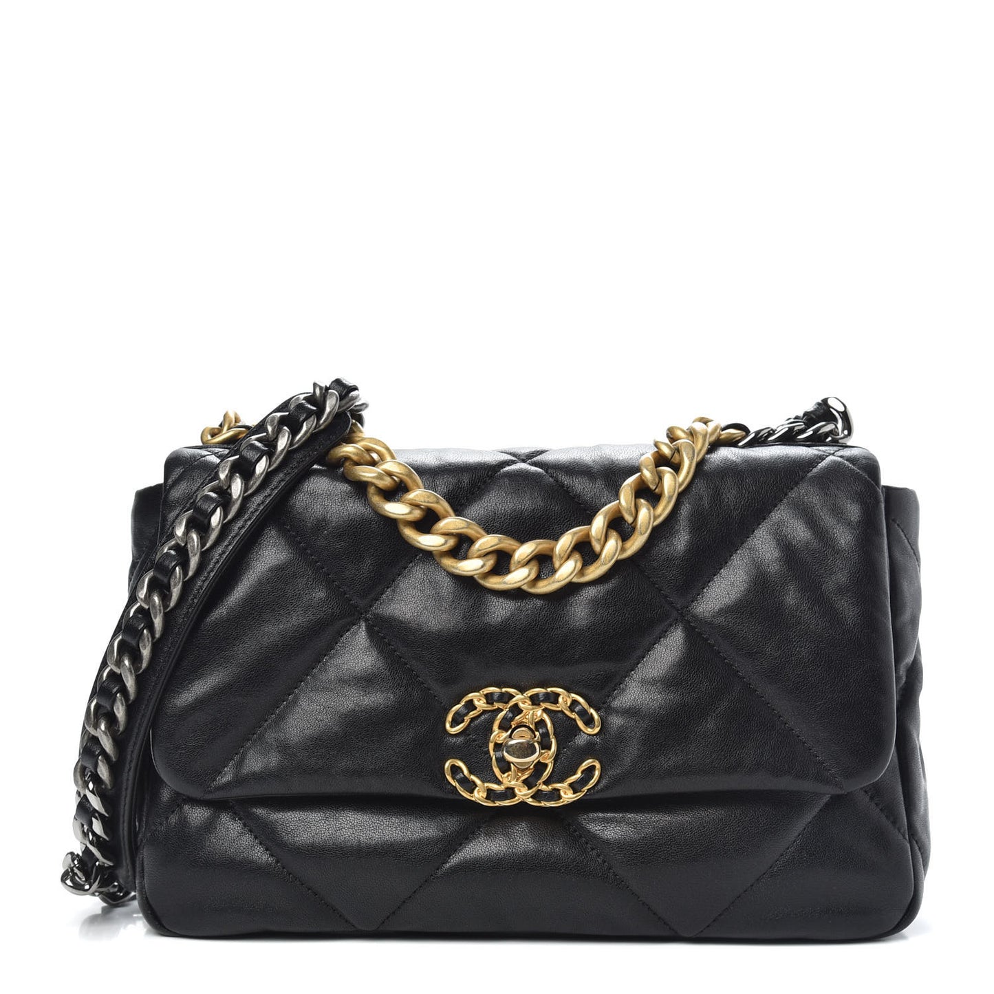 Goatskin Quilted Medium Chanel 19 Flap Black