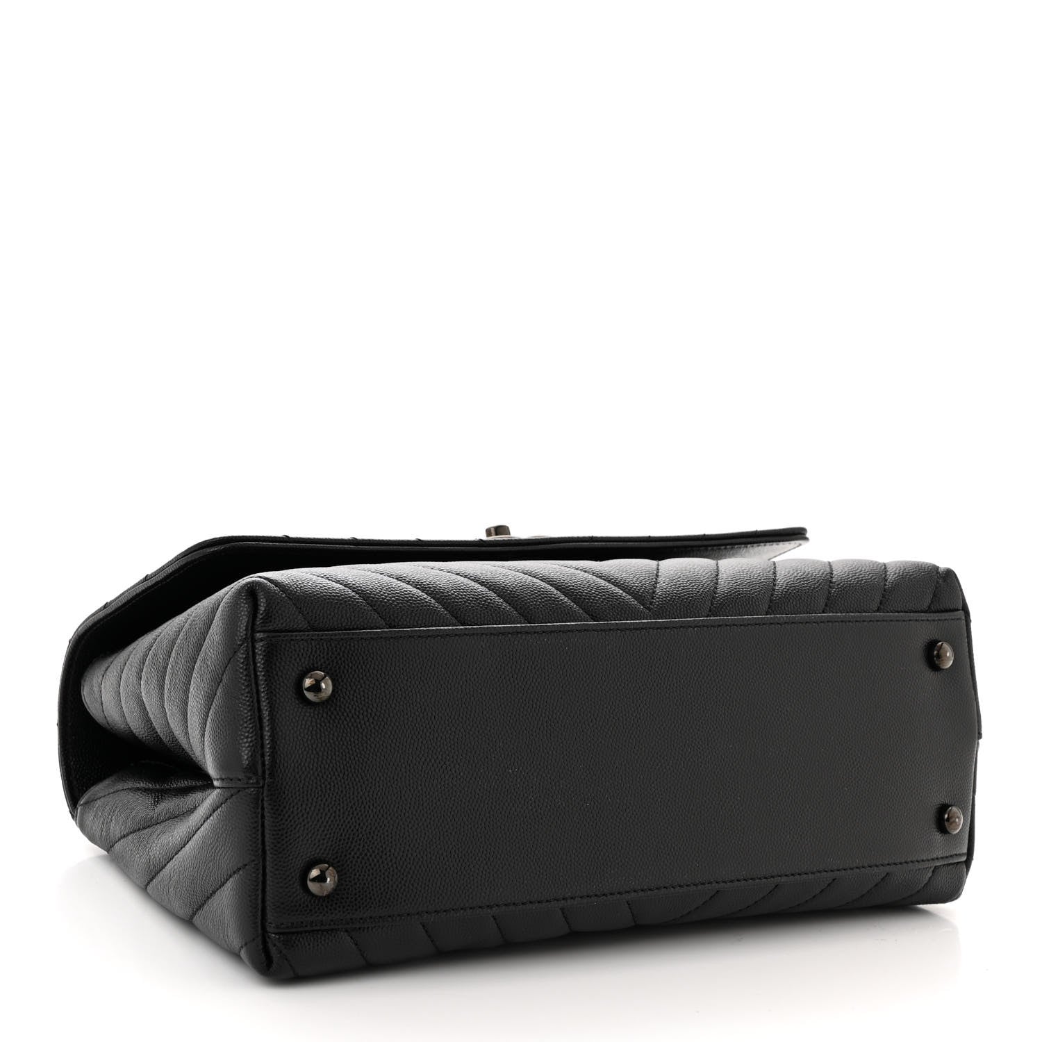 Chanel Caviar Chevron Quilted Small Coco Handle Flap So Black 4 of 10