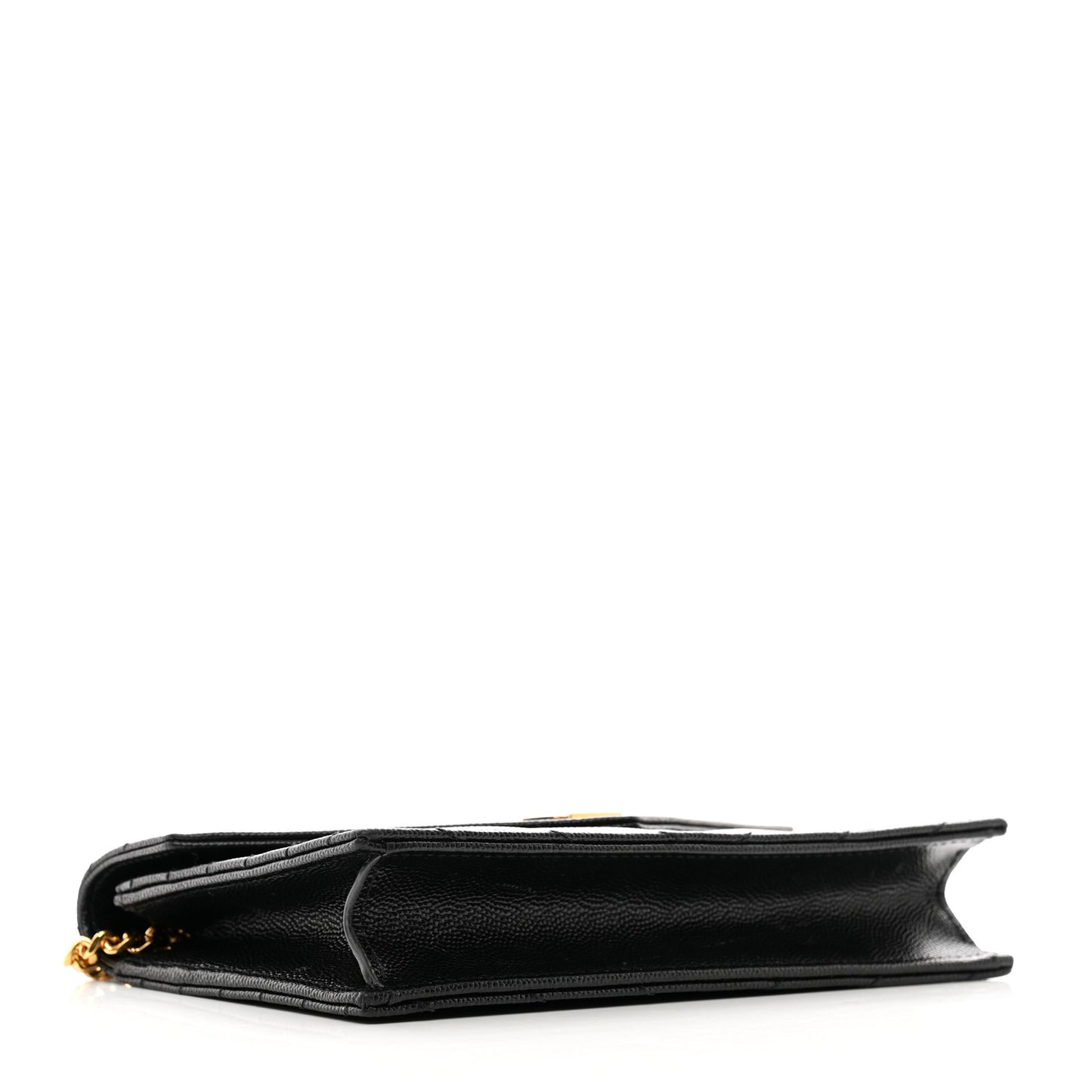 Grain De Poudre Matelasse Chevron Monogram Envelope Chain Wallet Black