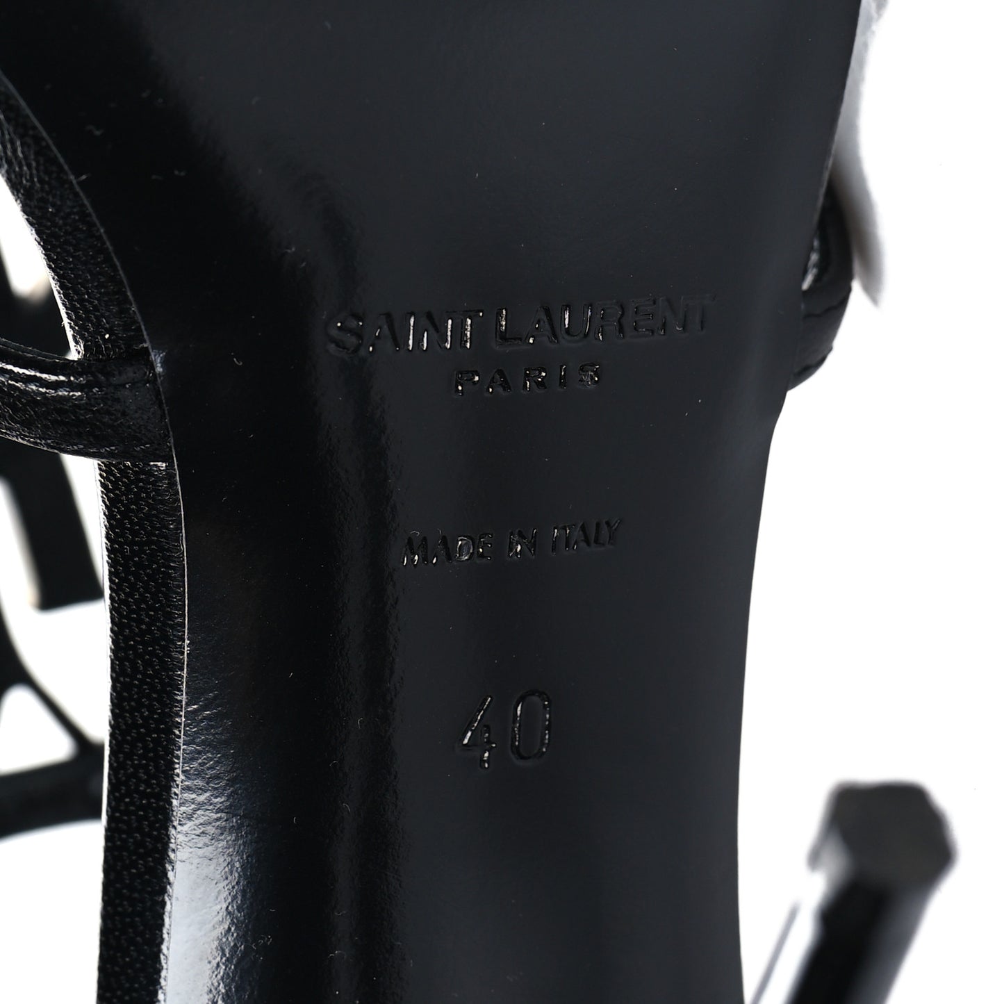 Patent Calfskin Cassandra 110 Sandals 40 Black Gold