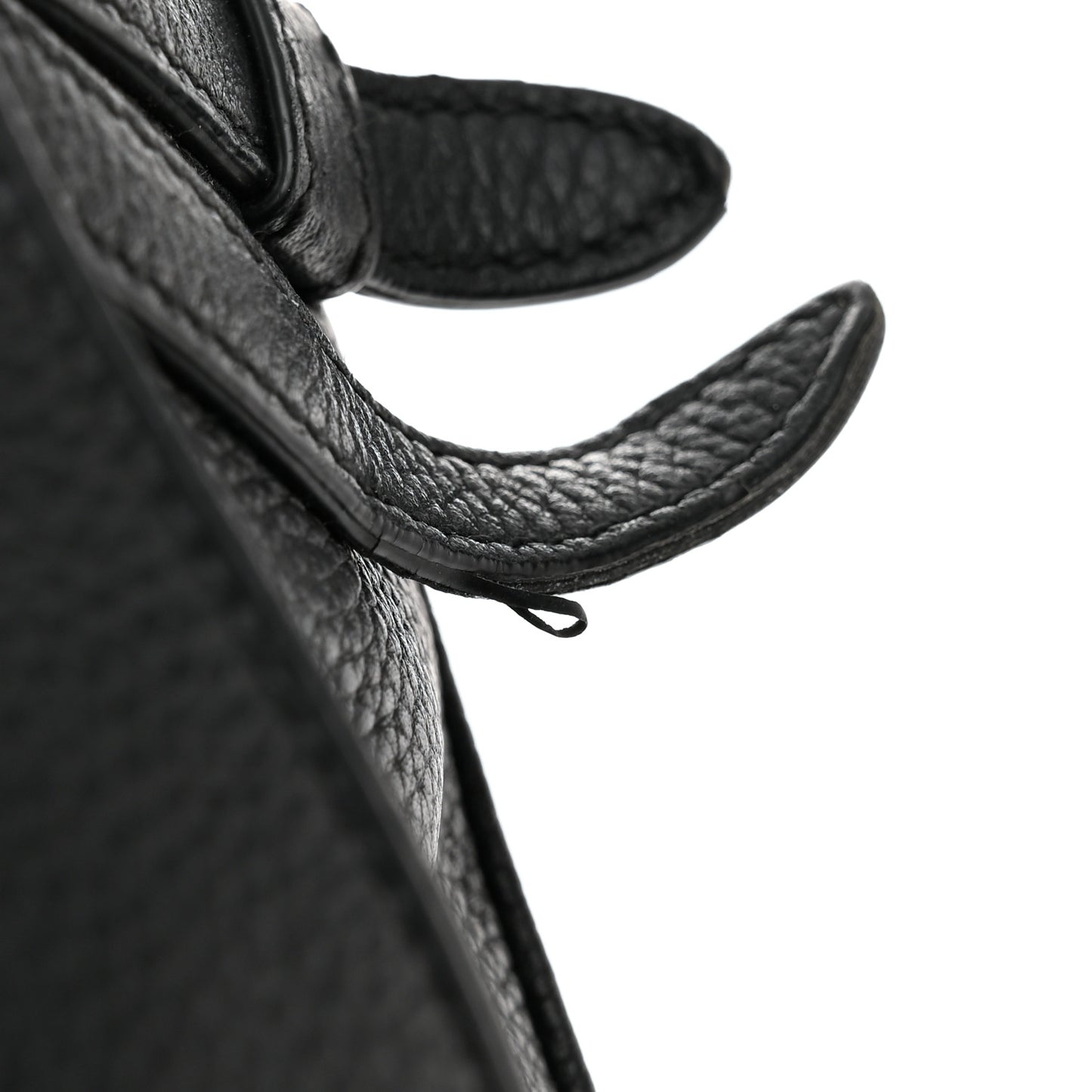 Grained Calfskin Mens Mini Saddle Bag Black