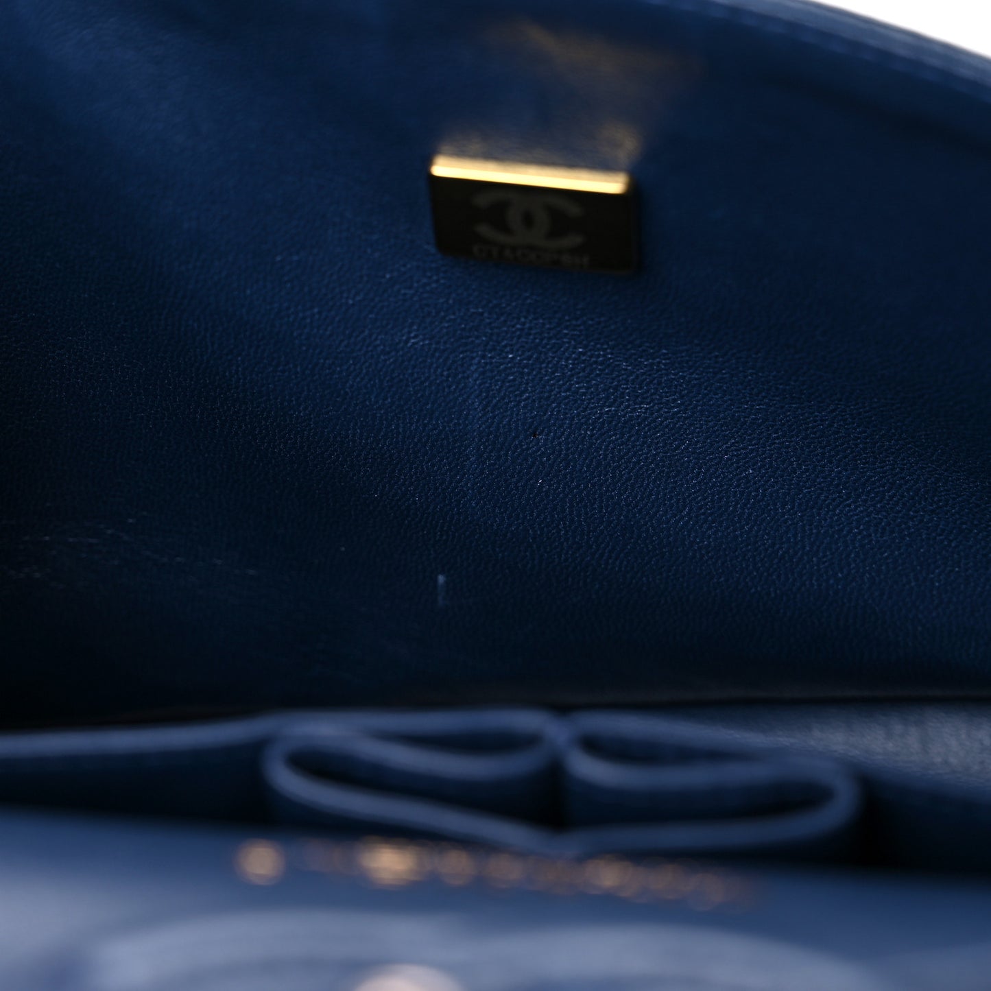 Caviar Quilted Small Double Flap Navy