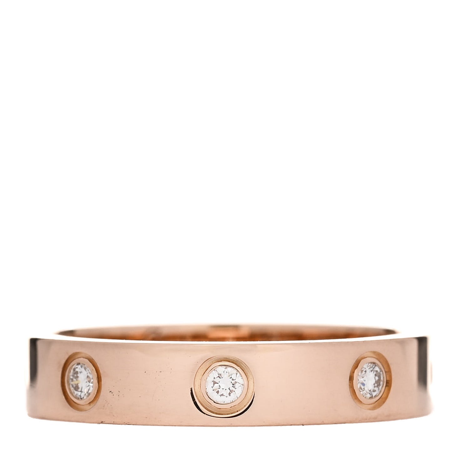 18K Pink Gold 8 Diamond 4mm LOVE Wedding Band Ring 55 7.25