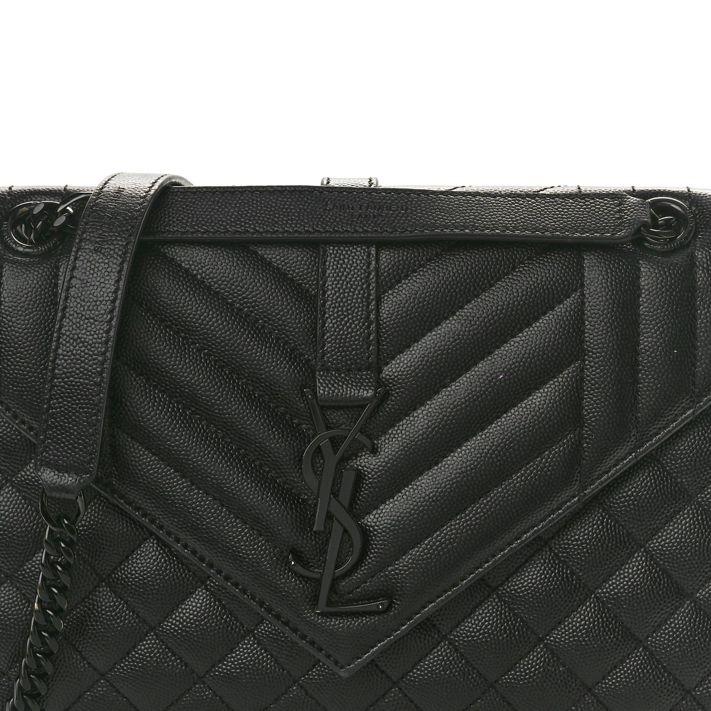 Grain De Poudre Textured Mixed Matelasse Triquilt Medium Monogram Monochrome Satchel Black