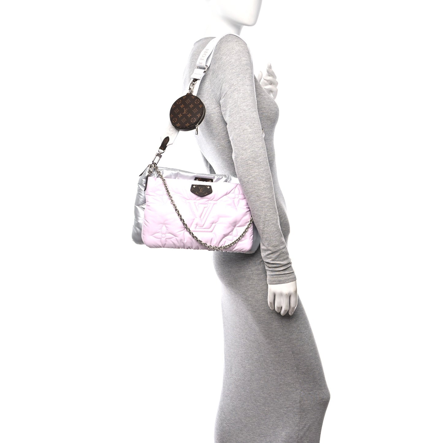 Econyl Monogram Pillow Maxi Multi Pochette Accessories Silver Pale Pink