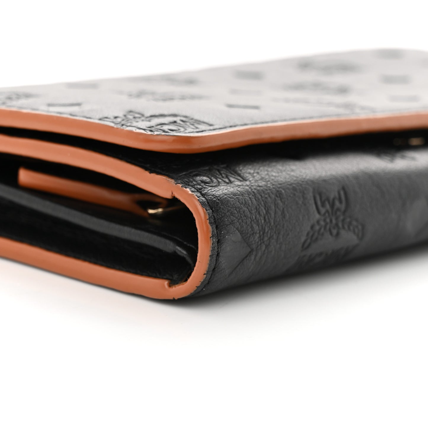 Calfskin Ottomar Klara Tri Fold Phone Wallet On Strap Black