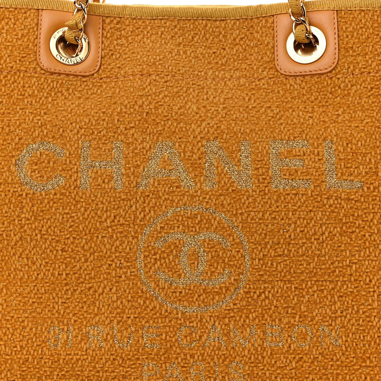 Lurex Canvas Small Deauville Tote Yellow