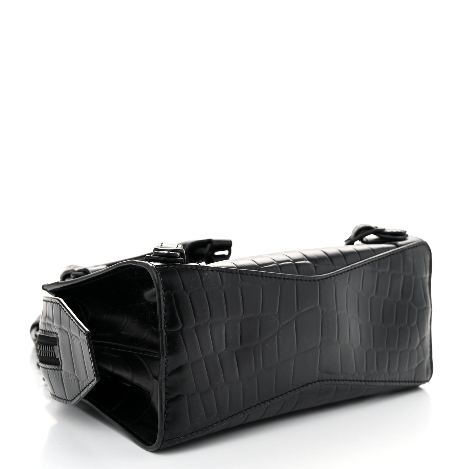 Balenciaga Semi Shiny Calfskin Crocodile Embossed Neo Classic Black Hardware Mini City Black 4 of 9