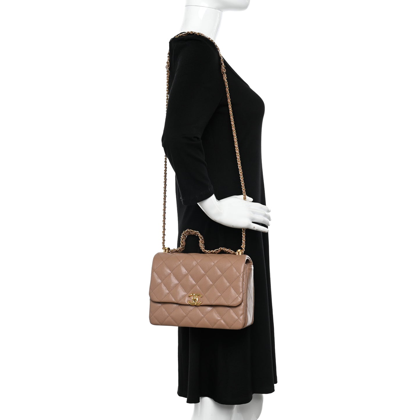 Caviar Quilted Coco First Flap Beige