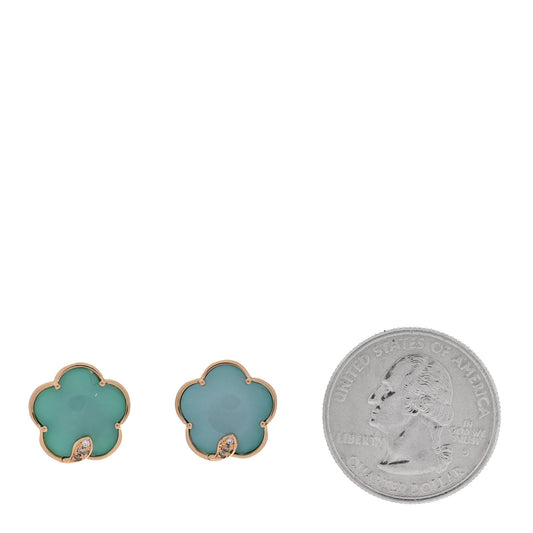 18K Rose Gold Diamond Turquoise White Moonstone Doublet Petit Joli Earrings