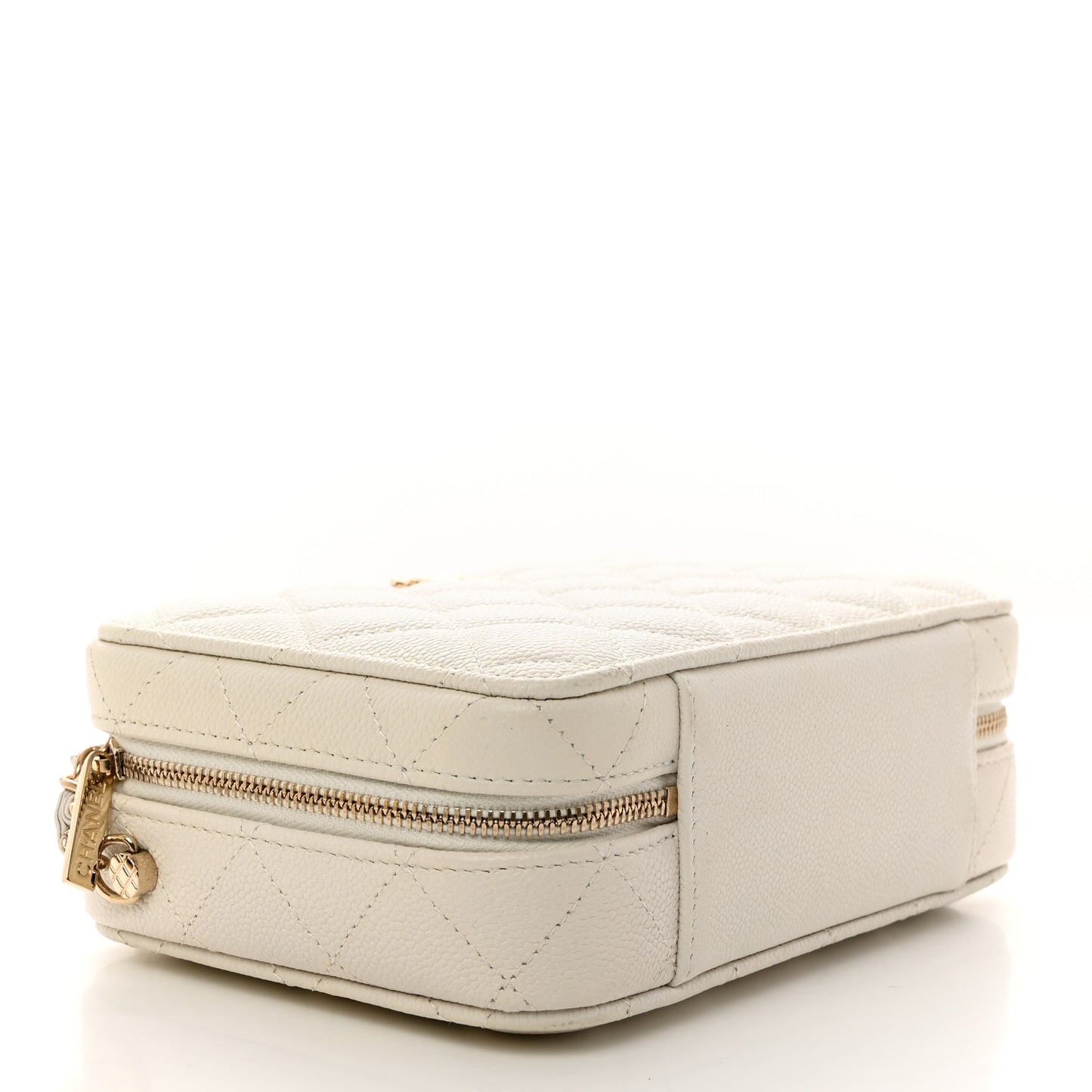 Caviar Quilted Top Handle Vanity Case White