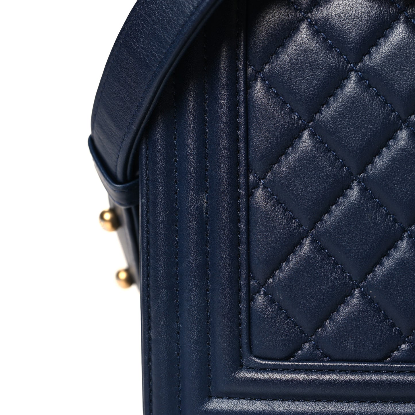 Lambskin Quilted Medium Boy Flap Dark Blue