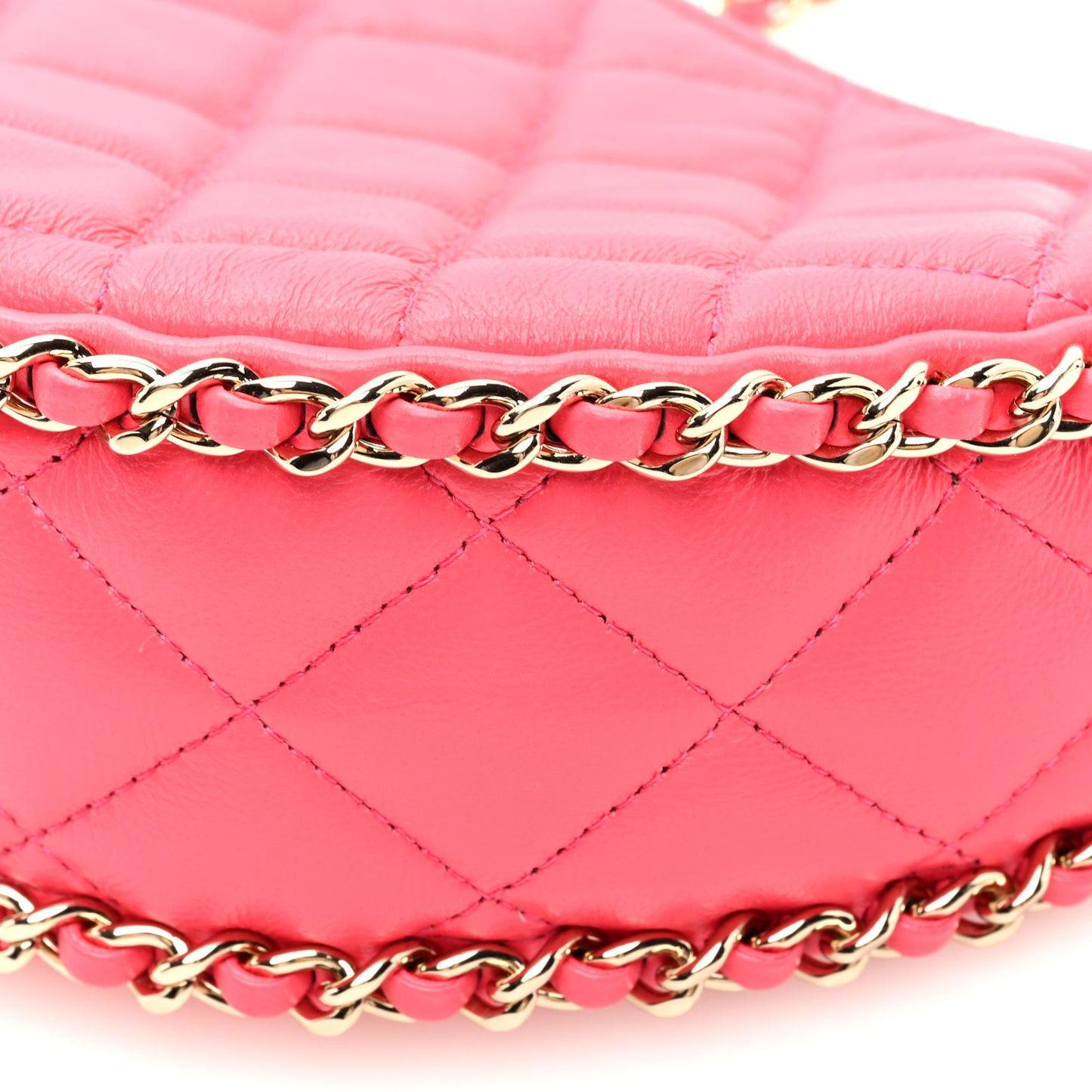 Lambskin Quilted Small Hobo Bag Dark Pink