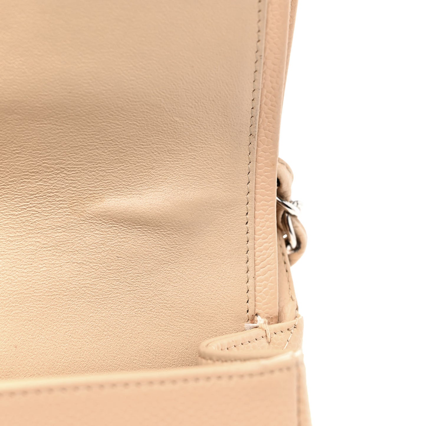Caviar Quilted Jumbo Double Flap Beige