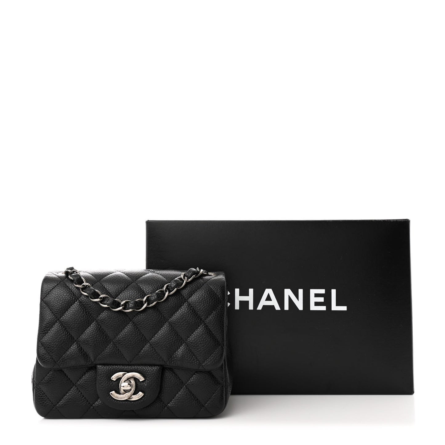 Caviar Quilted Mini Square Flap Black