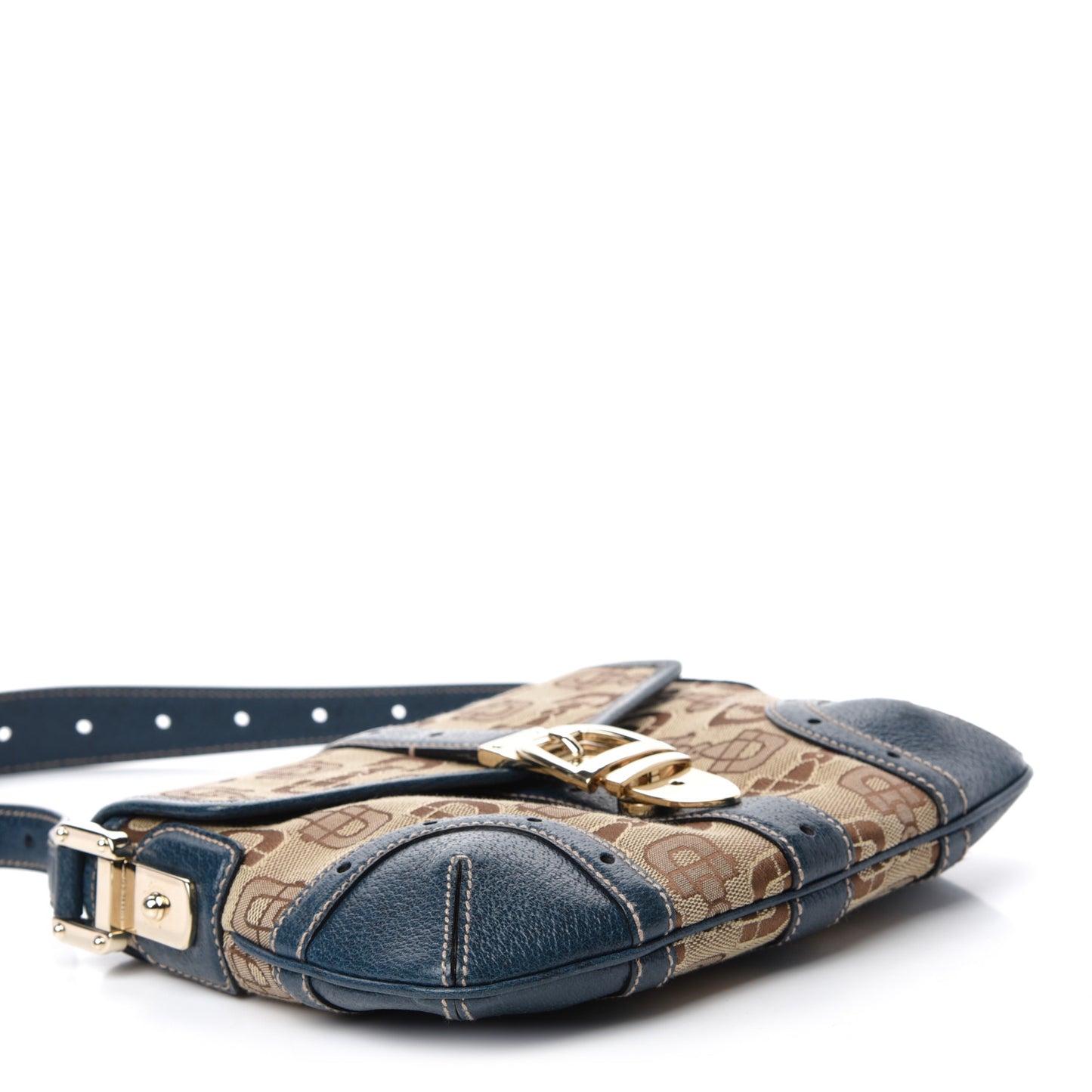 Canvas Horsebit Shoulder Bag Blue
