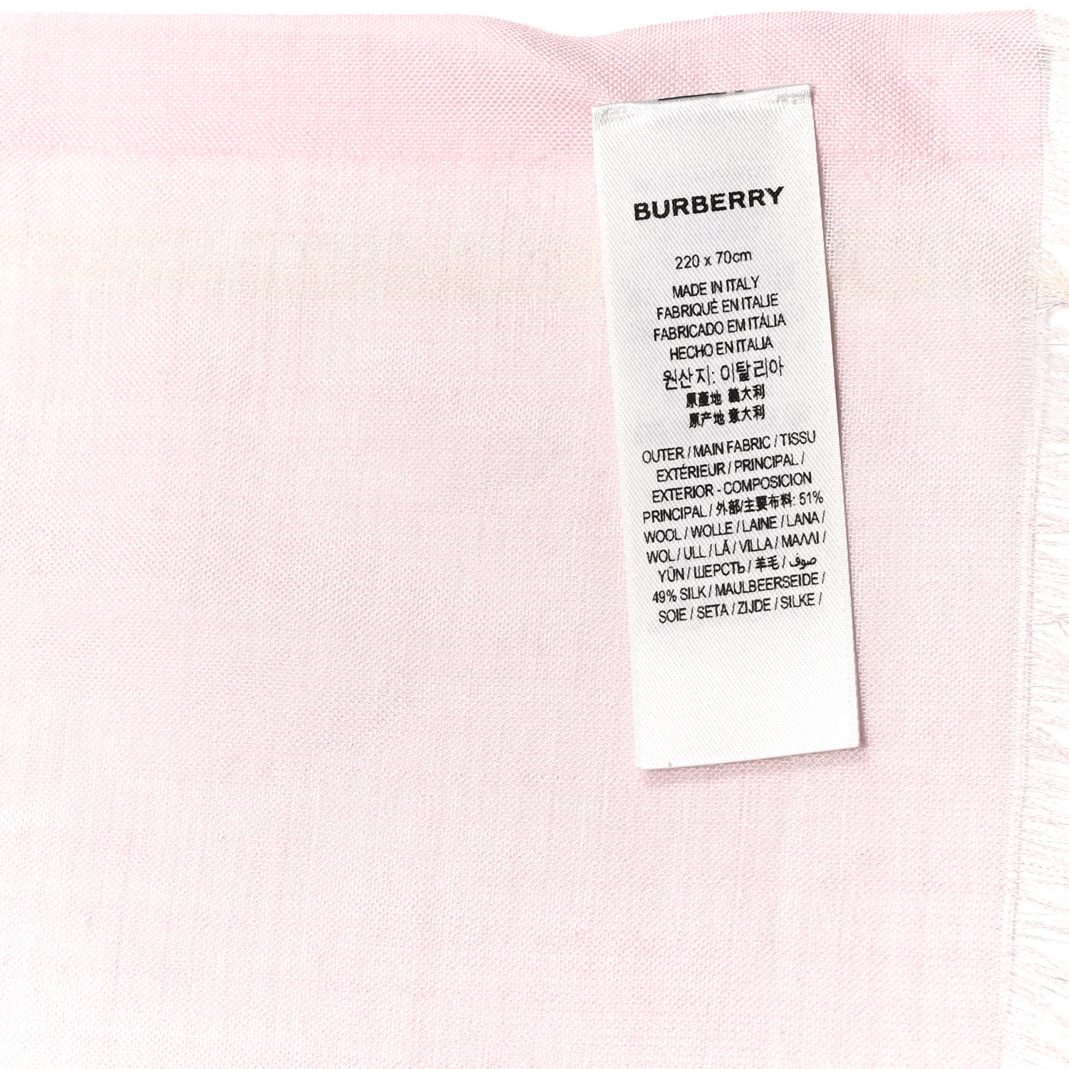 Burberry Wool Silk Gauze Giant Check Scarf Alabaster Pink 5 of 5