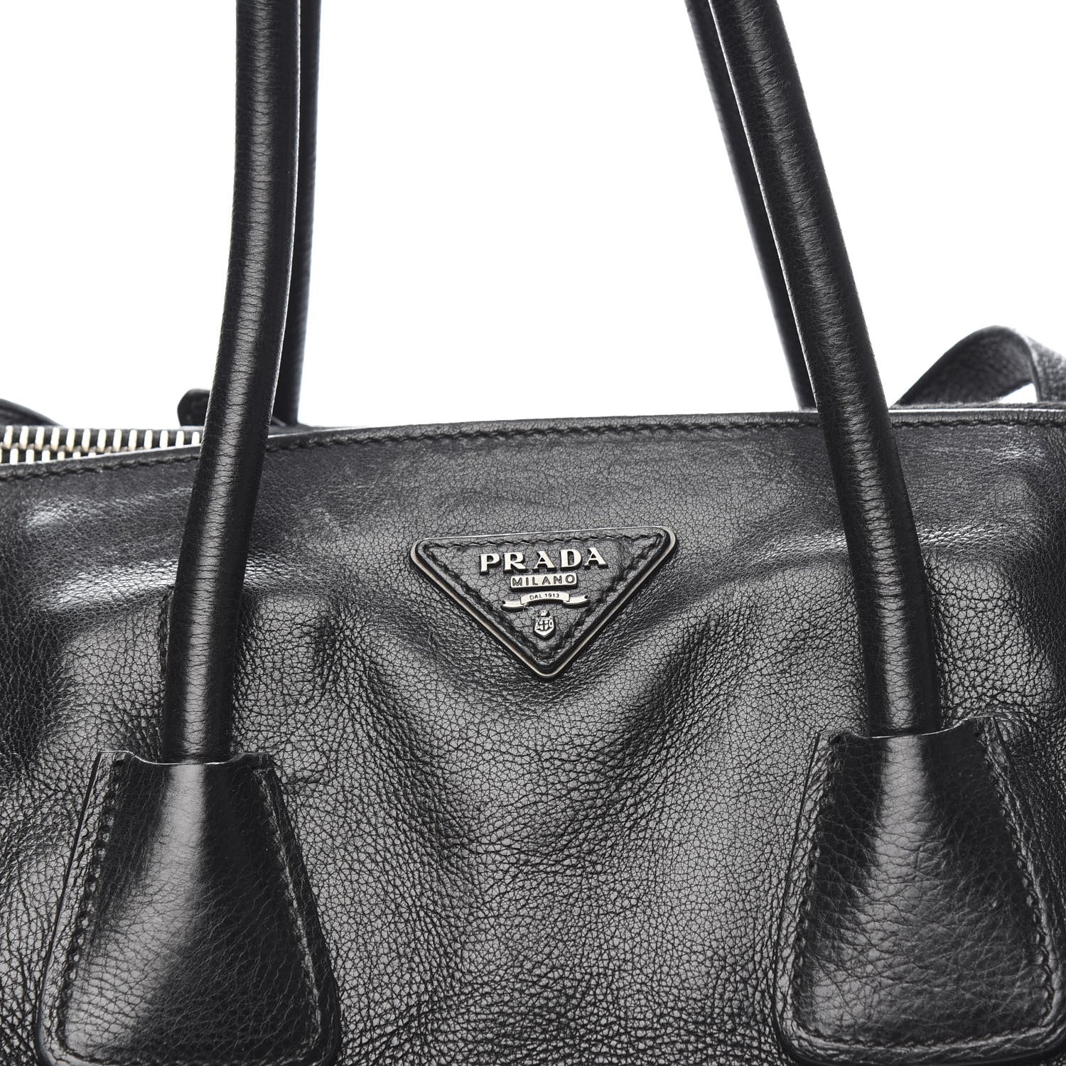 Prada Glace Calf Twin Pocket Tote Black 12 of 14