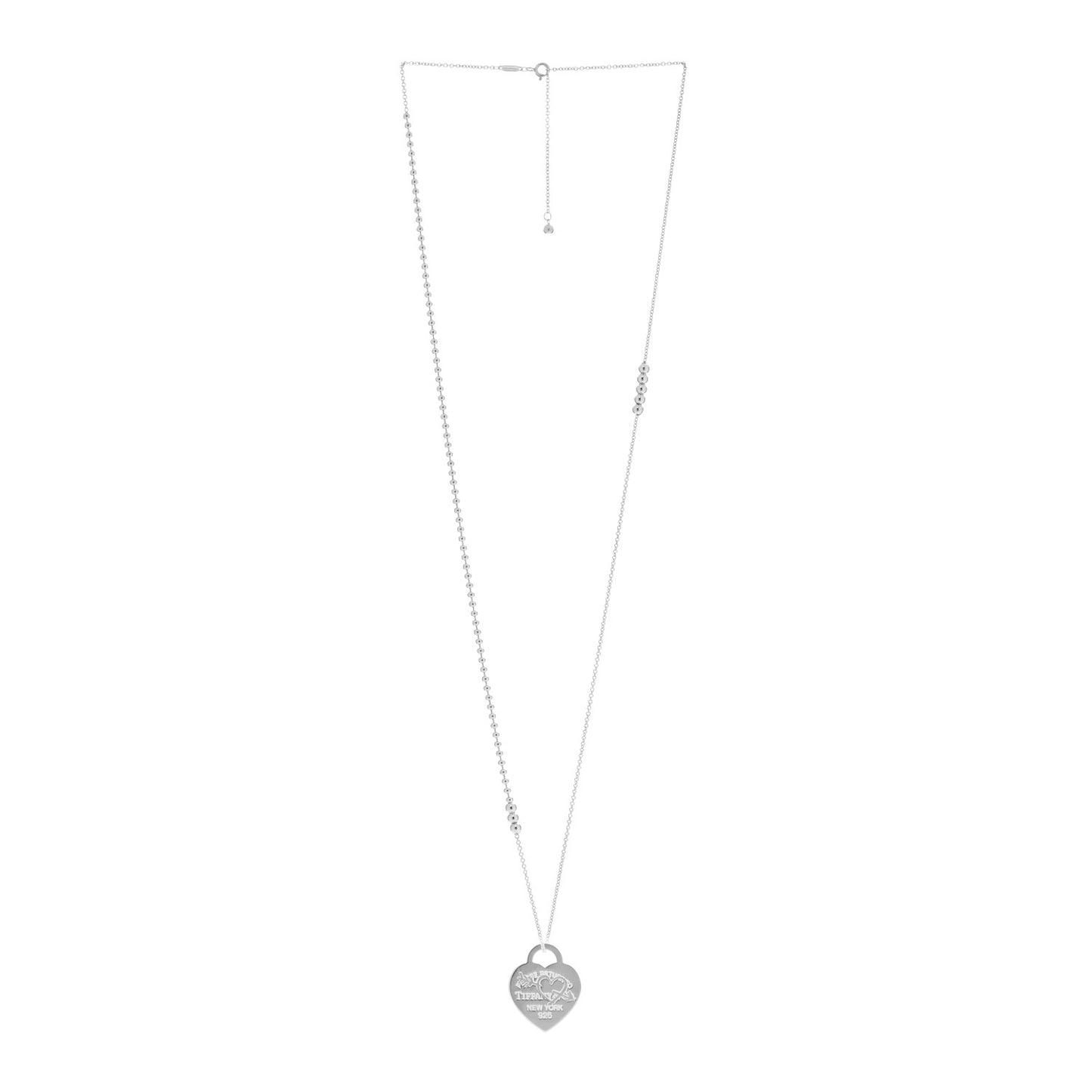 Sterling Silver Return to Tiffany Etched Heart and Arrow Tag Pendant Necklace