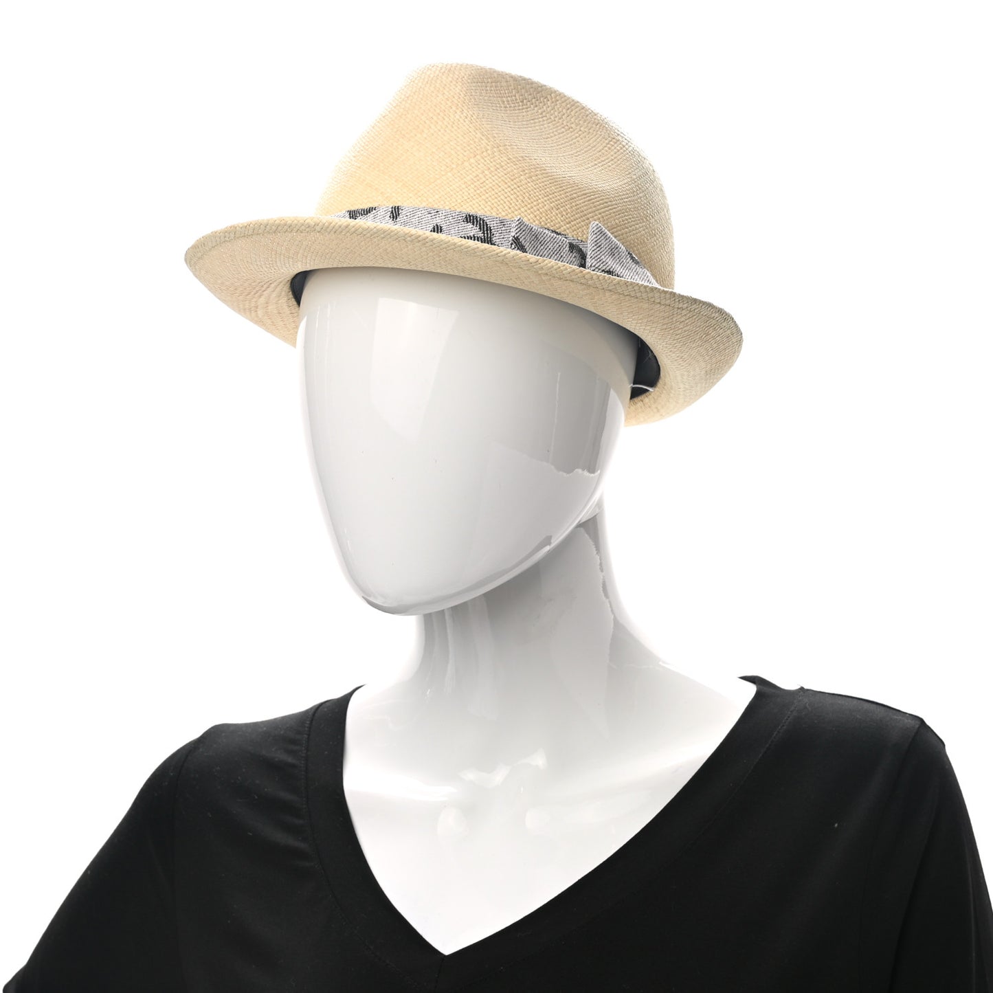 Straw CC Fedora Hat M Beige