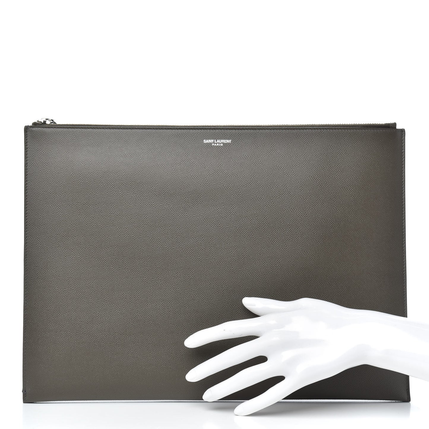 Matte Grain De Poudre Zipped Document Holder Pebble