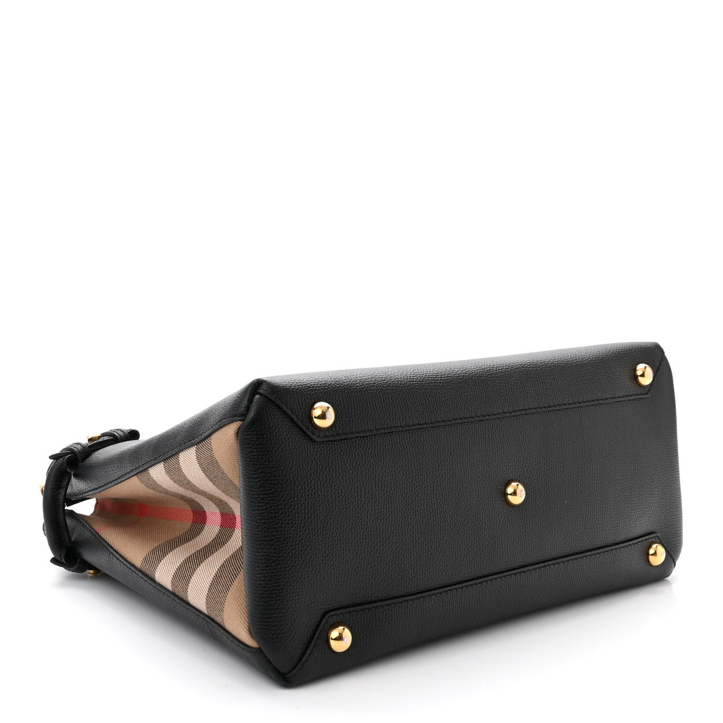Grainy Calfskin House Check Medium Banner Tote Black