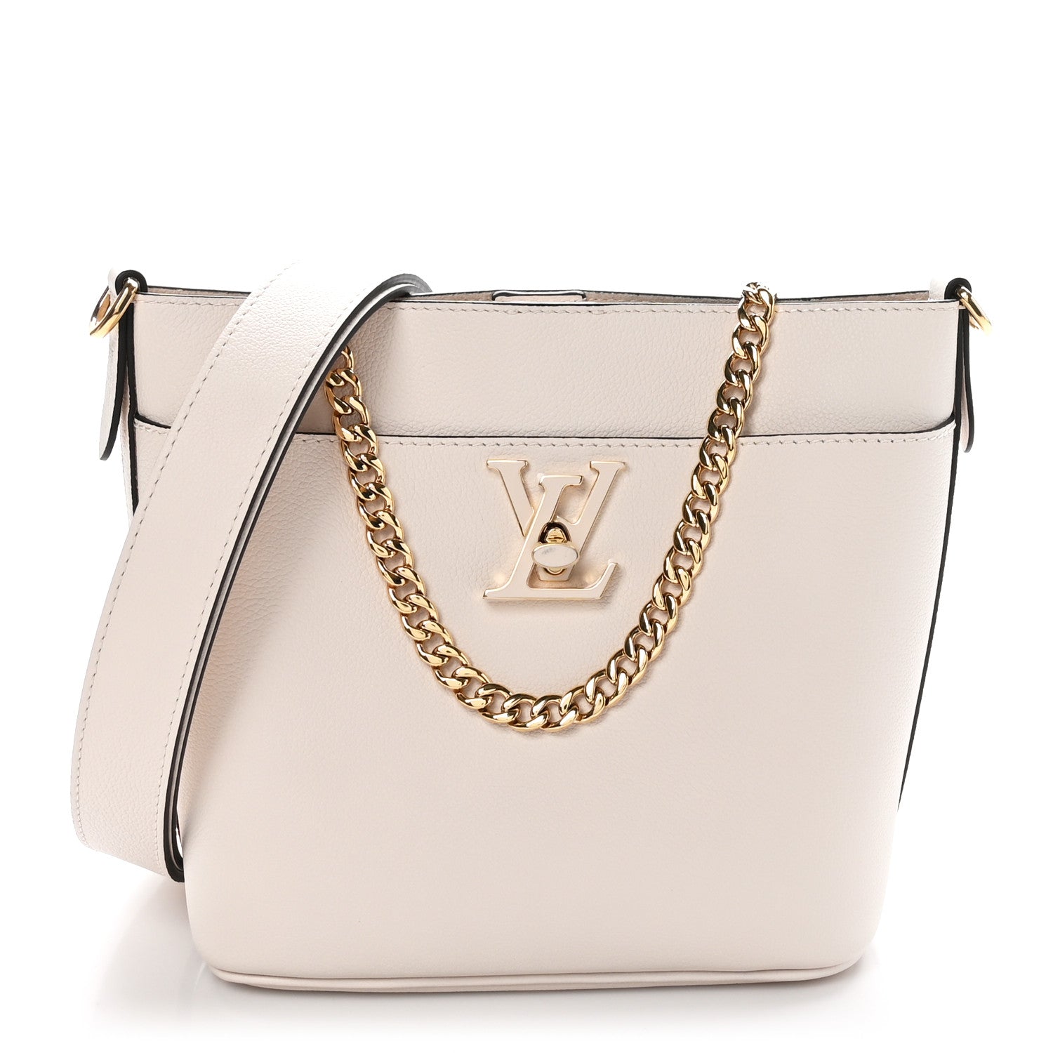 Louis Vuitton Grained Calfskin Lock and Walk Bucket Quartz 1 of 10