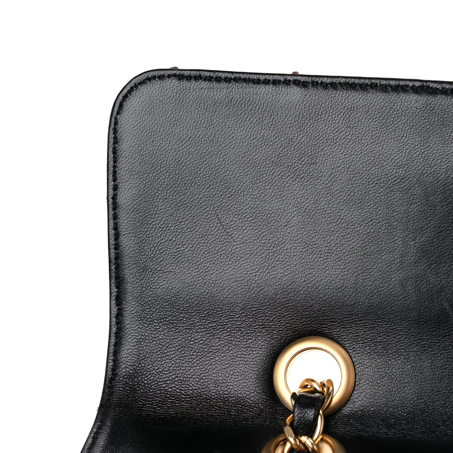 Lambskin Stitched Chocolate Bar Single Flap Brown