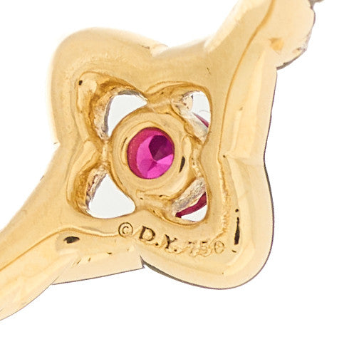 18K Yellow Gold Diamond Ruby 9mm Venetian Quatrefoil Ring 52 6