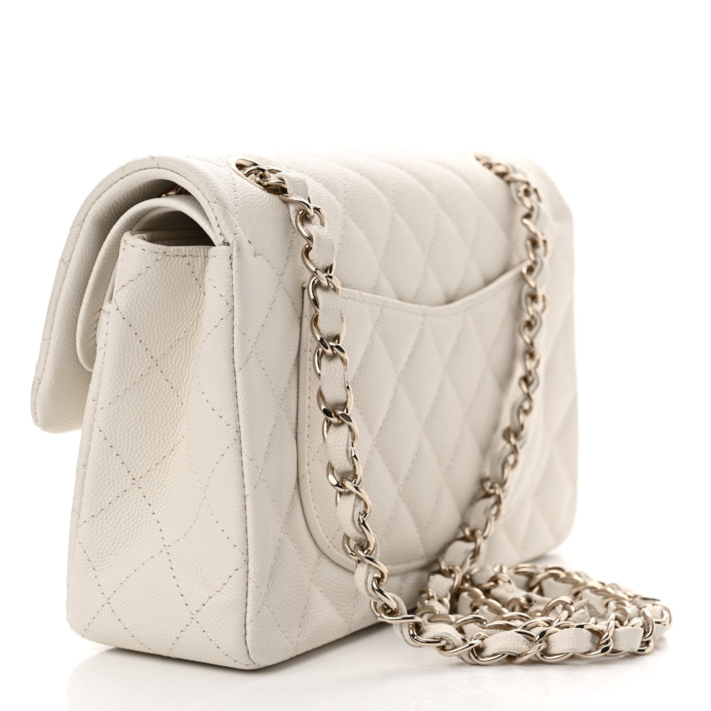 Caviar Quilted Small Double Flap White