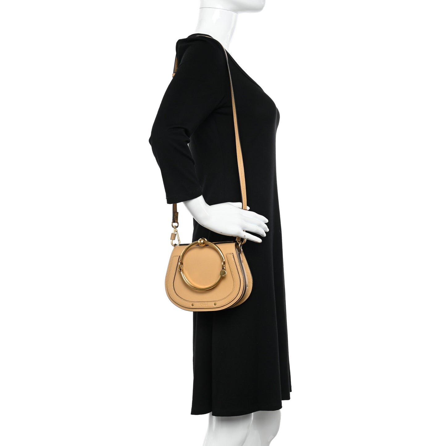 Calfskin Suede Small Nile Bracelet Bag Bleached Brown