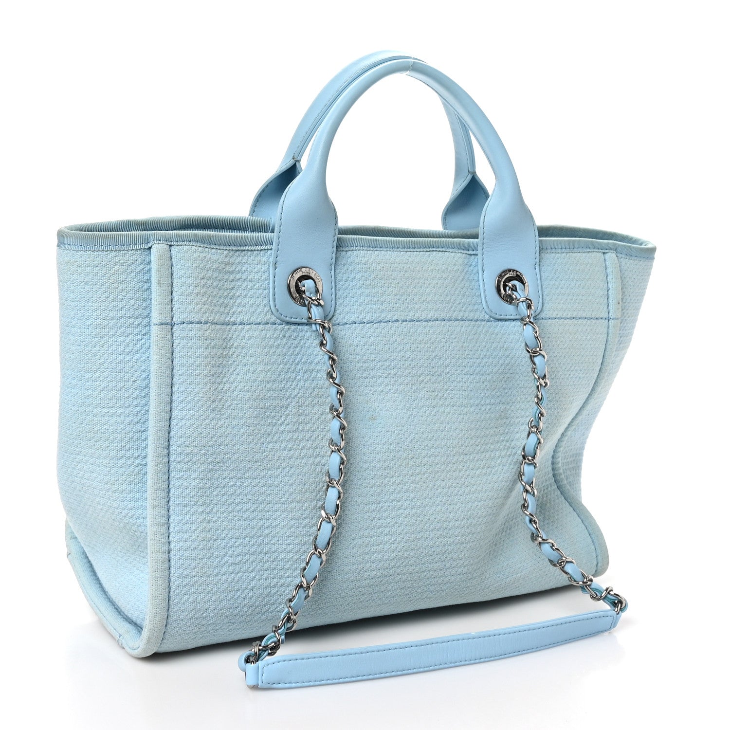 Chanel Mixed Fibers Small Deauville Tote Light Blue 4 of 13