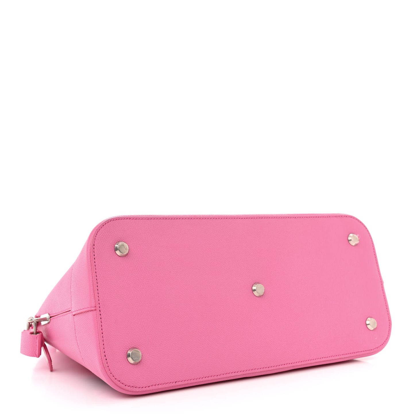 Signature Grained Calfskin Logo M Ville Top Handle Bag Rose Bubblegum Black