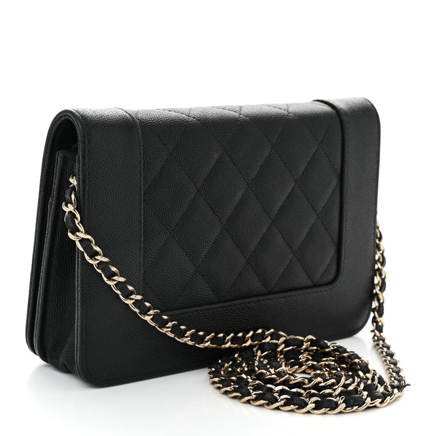 Caviar Quilted Vintage Mademoiselle Wallet On Chain WOC Black