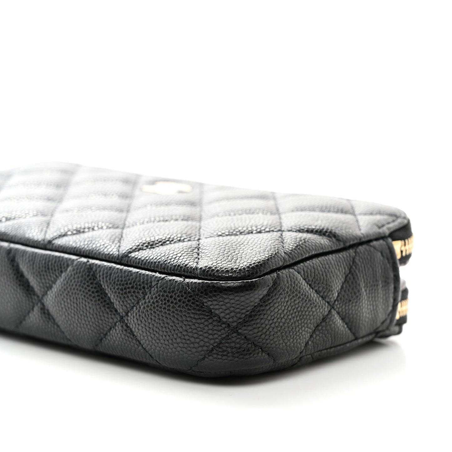 Caviar Quilted Small Clutch With Chain Black