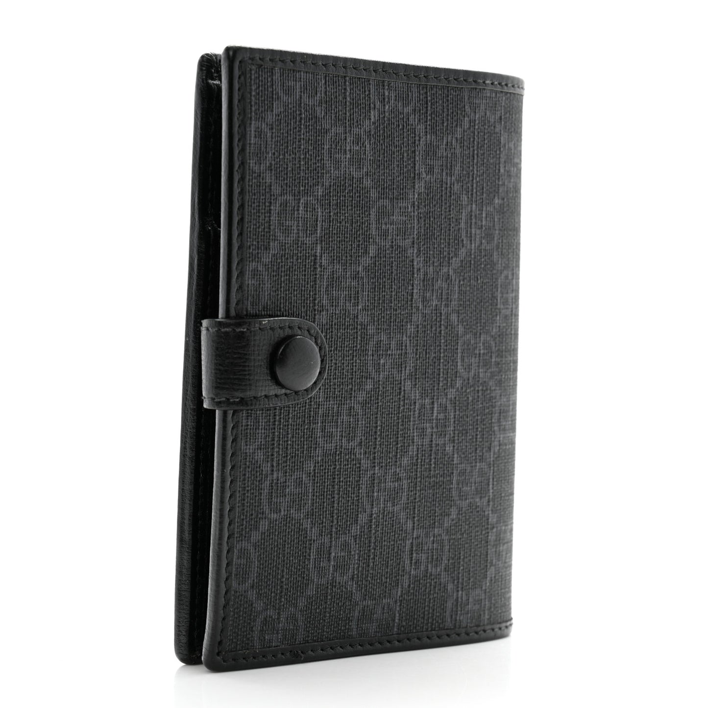 GG Supreme Monogram Textured Calfskin Retro Interlocking G Passport Case Black Grey