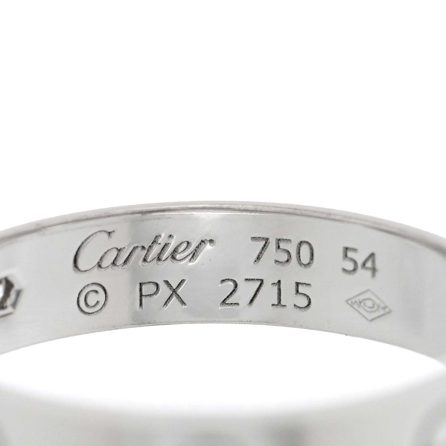 18K White Gold Diamond 4mm LOVE Wedding Band Ring 54 7