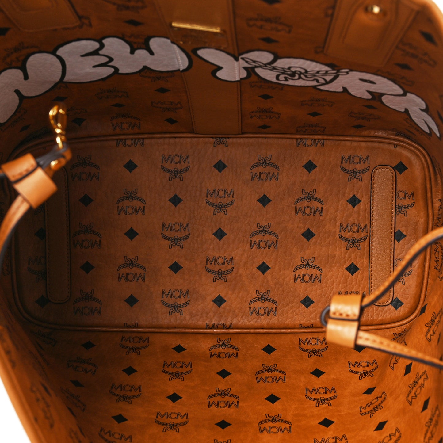 Visetos Medium Liz Reversible City Series New York Shopper Tote Cognac