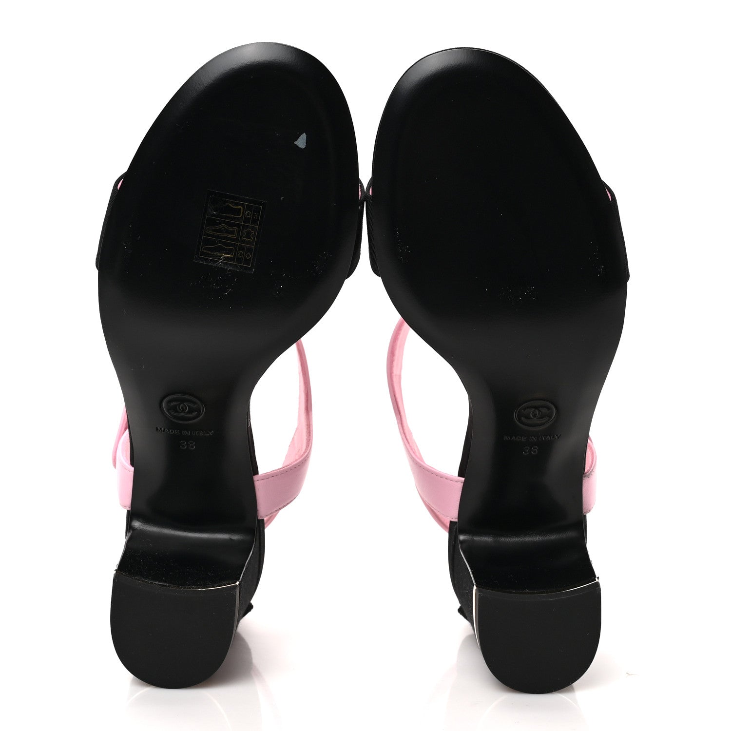 Chanel Lambskin Grosgrain Pearl CC Sandals 38 Pink Black 5 of 8