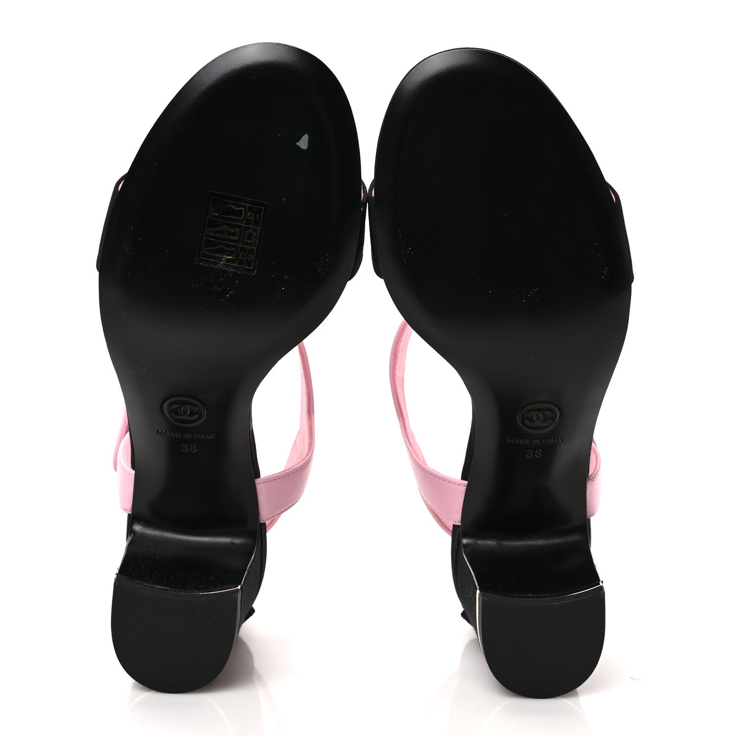 Lambskin Grosgrain Pearl CC Sandals 38 Pink Black