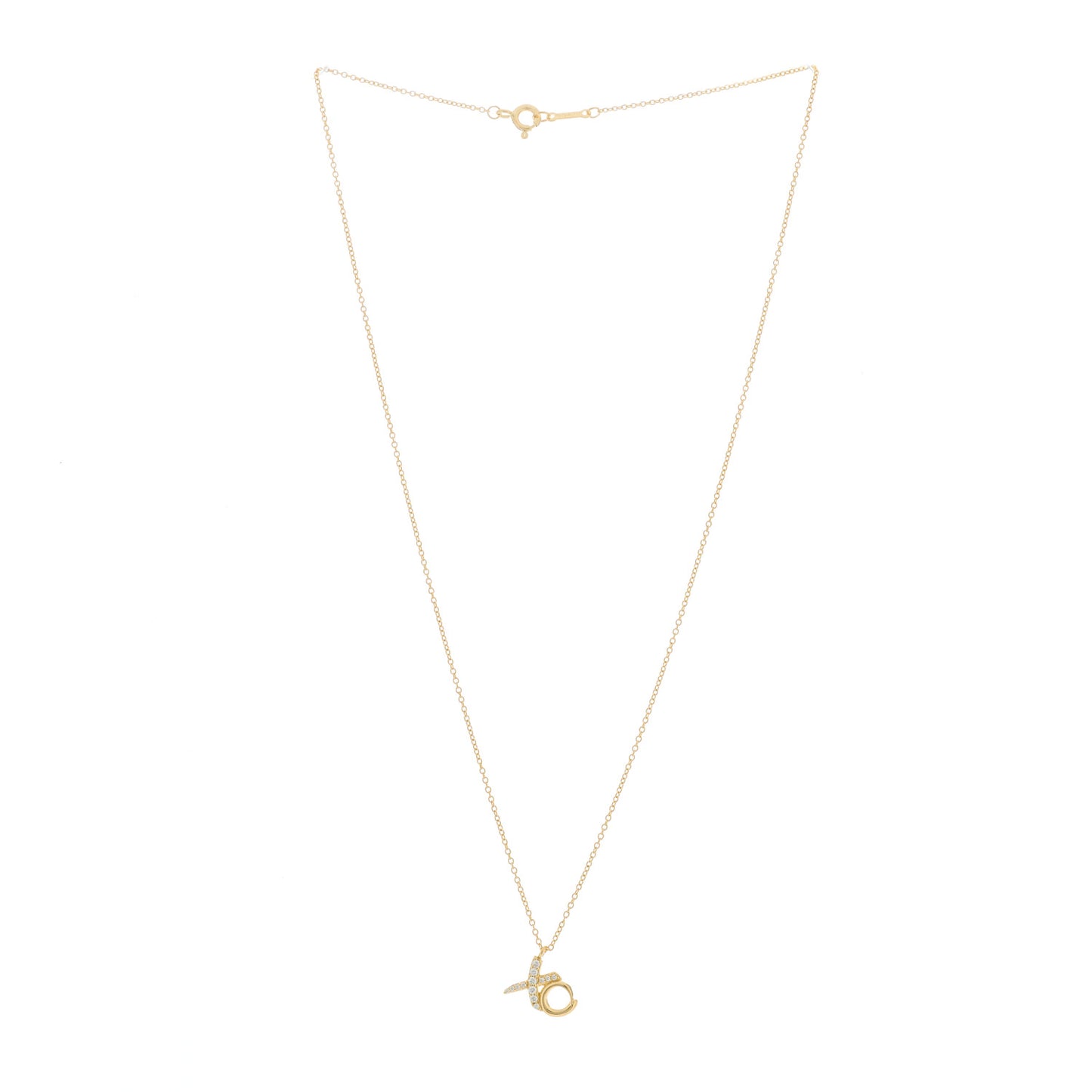 18K Yellow Gold Diamond Paloma Picasso Love & Kisses Pendant Necklace