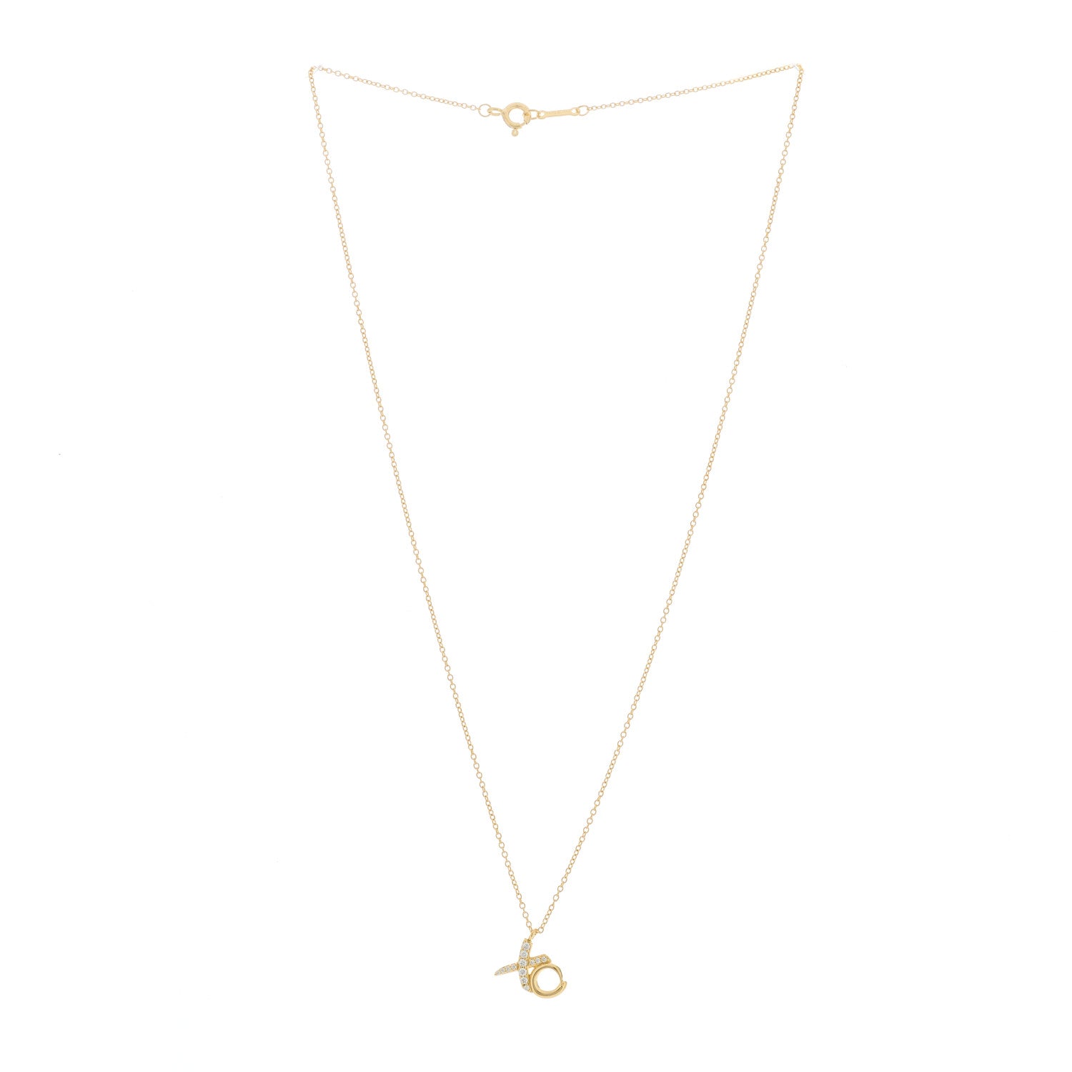 Tiffany 18K Yellow Gold Diamond Paloma Picasso Love & Kisses Pendant Necklace 3 of 7