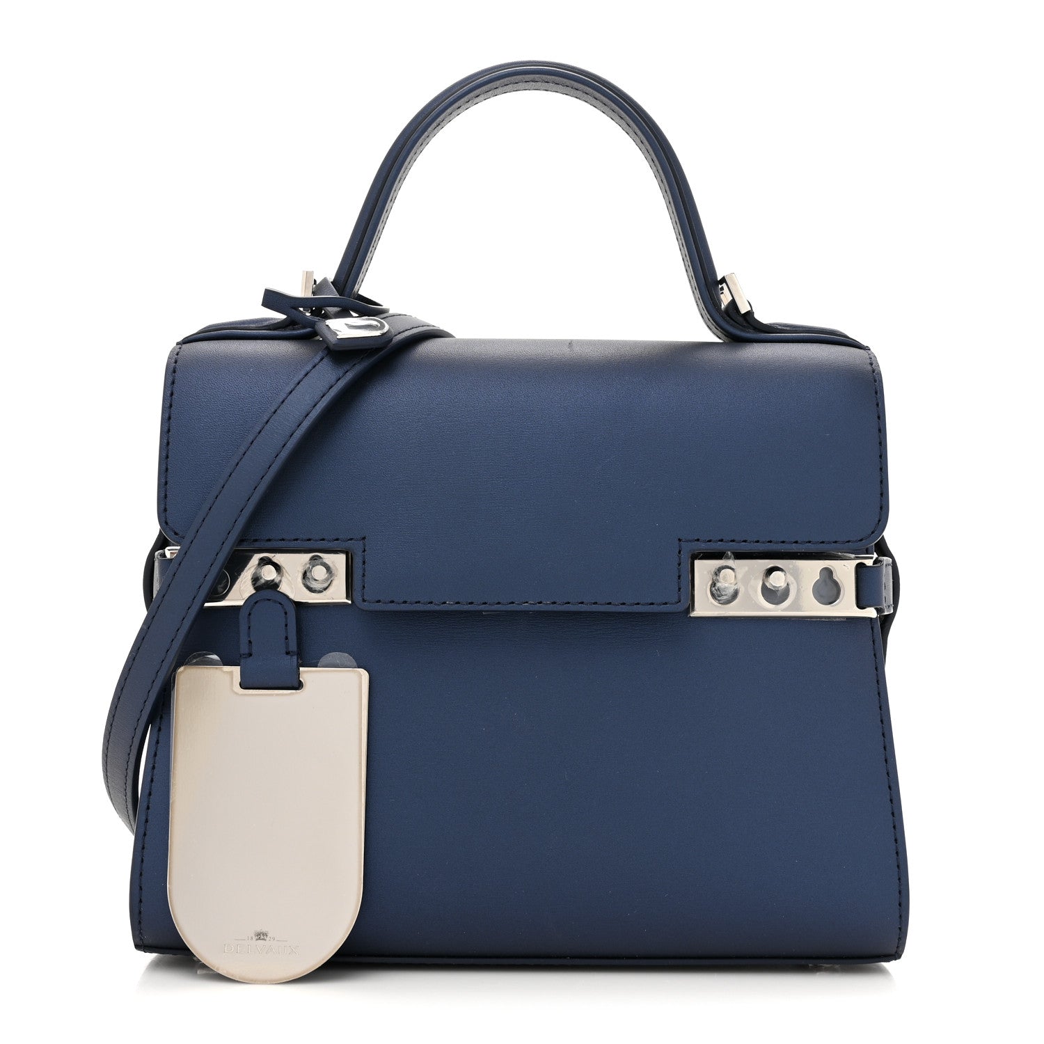 Delvaux Box Small Tempete Satchel Satin Navy 2 of 10