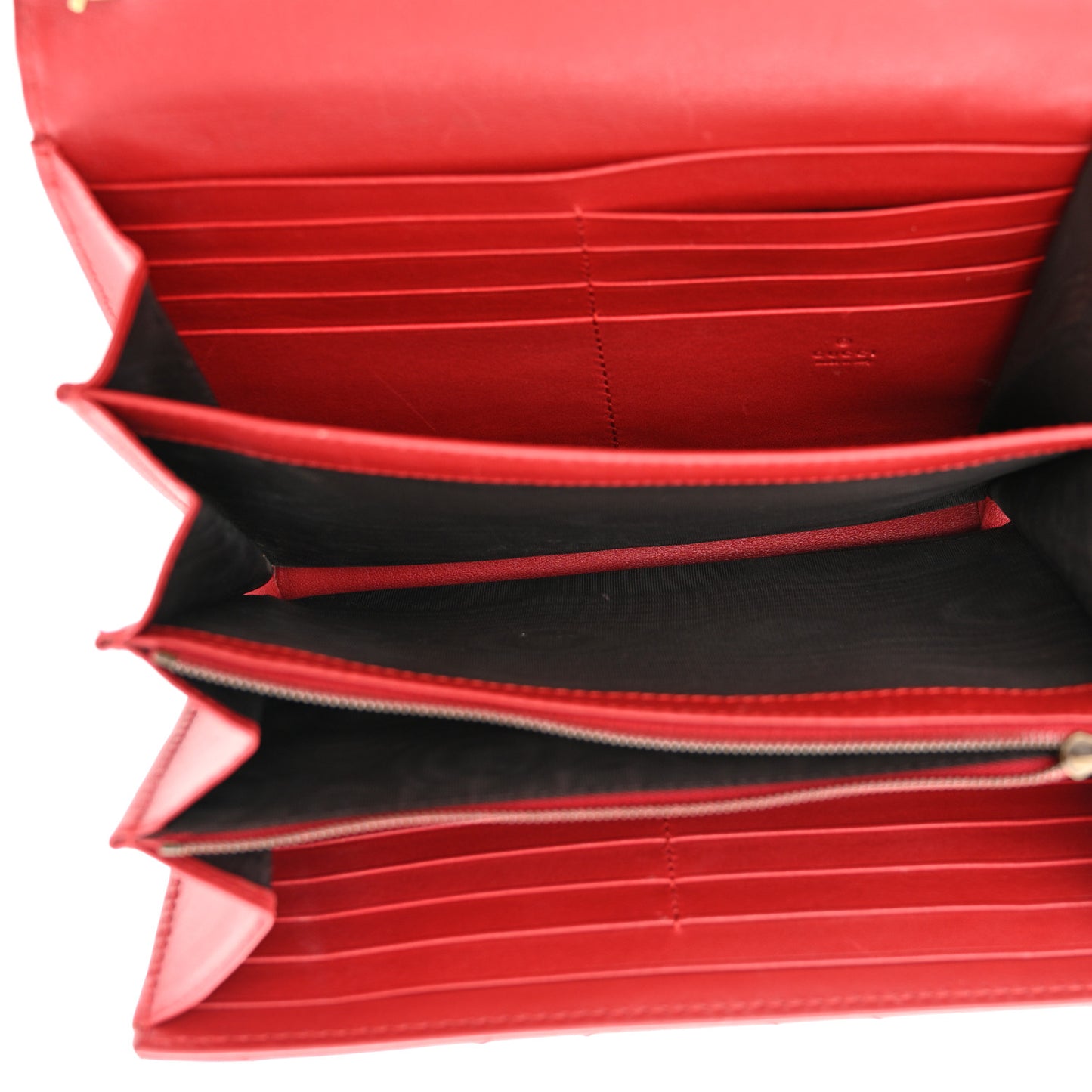 Calfskin Matelasse GG Marmont Chain Wallet Hibiscus Red